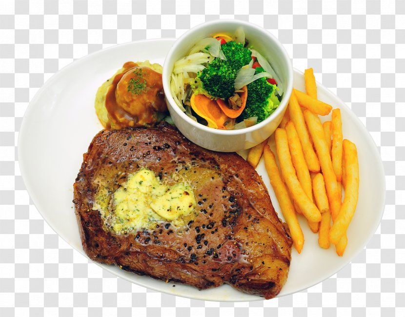 Hamburger French Fries Pepper Steak - Meal - Food Plate Transparent PNG