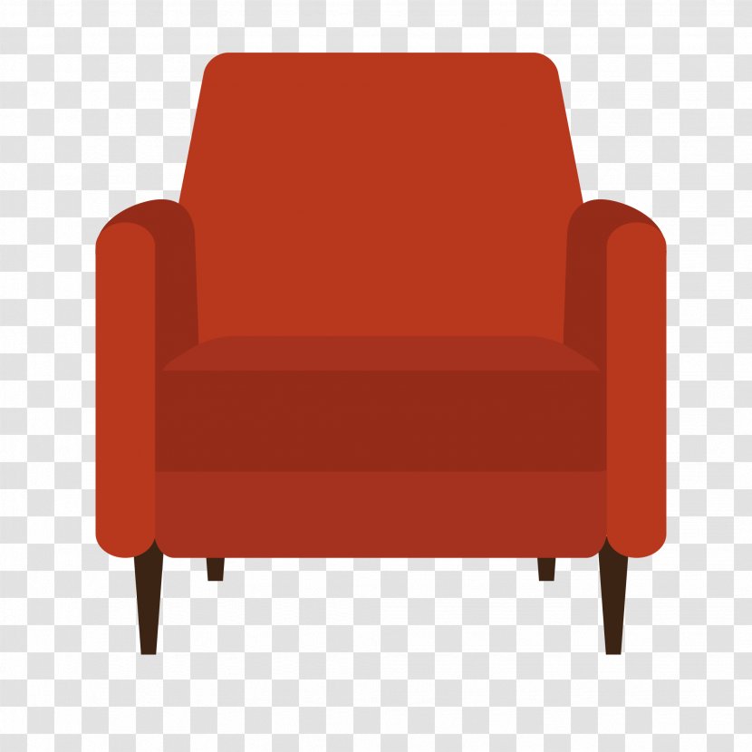 Mid-century Modern Furniture Architecture Graphic Design Couch - Vector Orange Sofa Transparent PNG