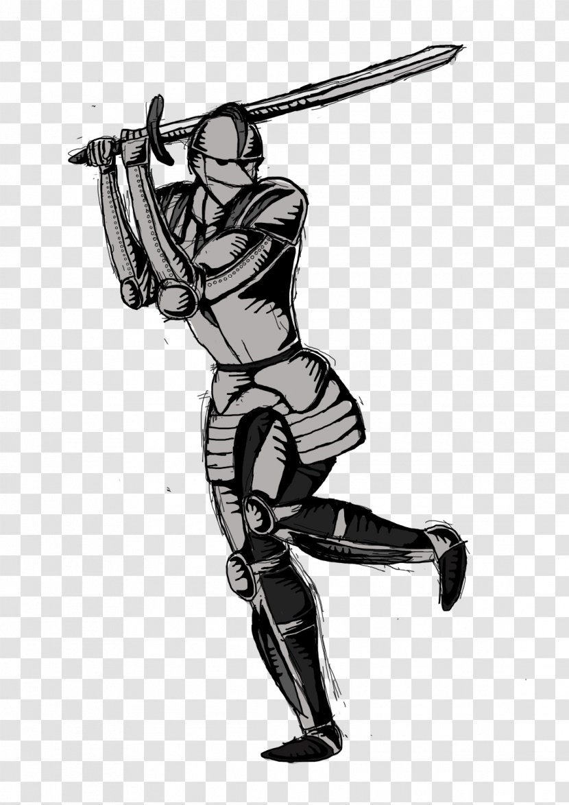 Drawing Monochrome Art Sketch - Baseball Equipment - Medival Knight Transparent PNG