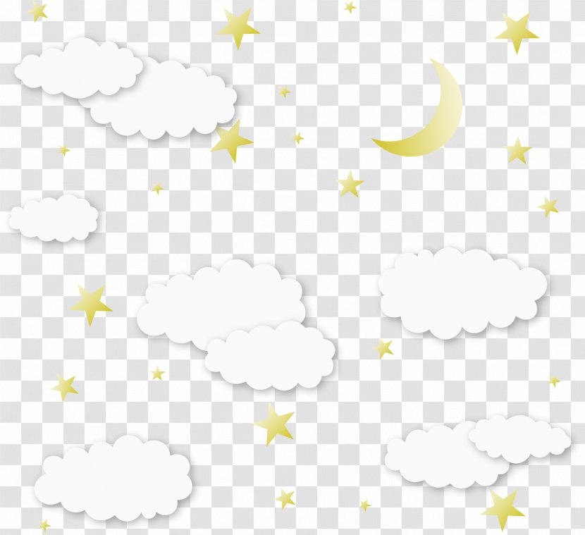 Material Pattern - Border - Stars Moon And White Clouds Transparent PNG