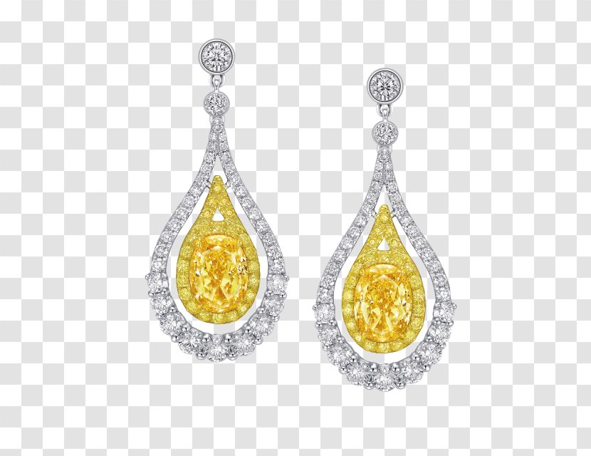 Earring Diamond Carat Circle Jewellery - Yellow Transparent PNG