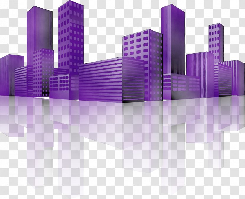 Skyline City - Purple - Cityscape Transparent PNG