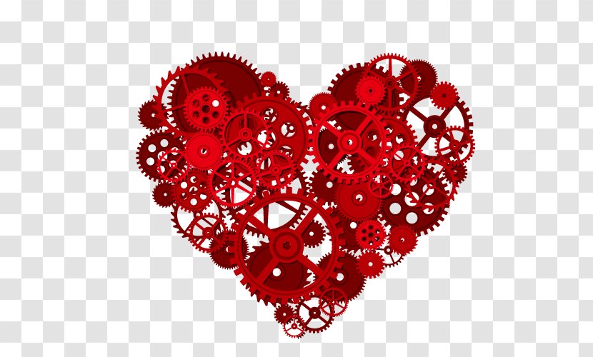 Heart Black Gear Cardiovascular Disease - Flower - Red Transparent PNG