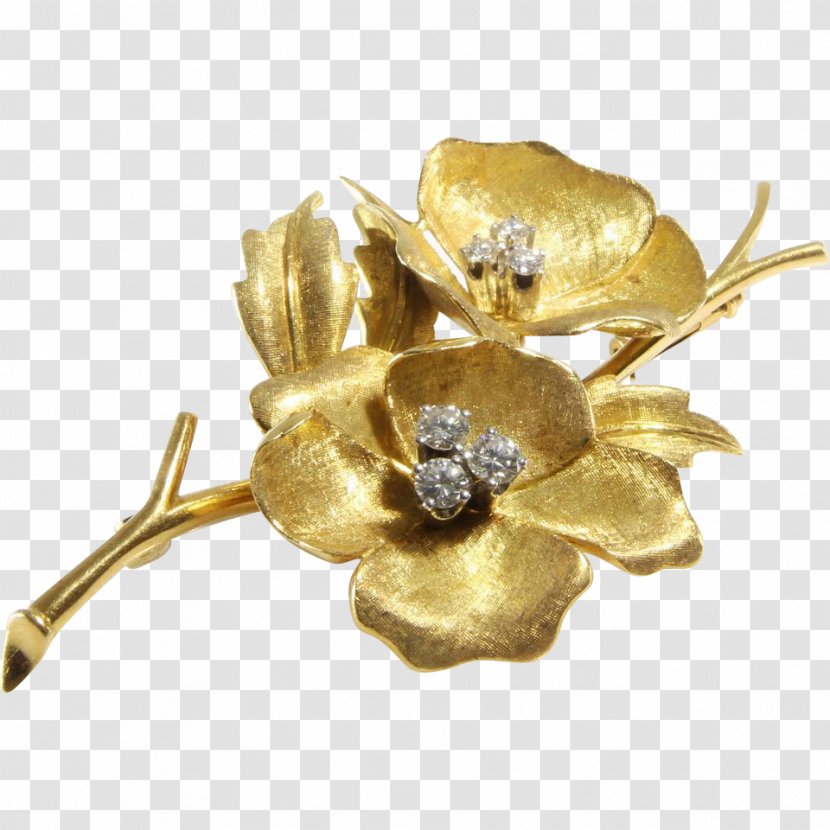 Brooch Gold Flower Pin Diamond Transparent PNG