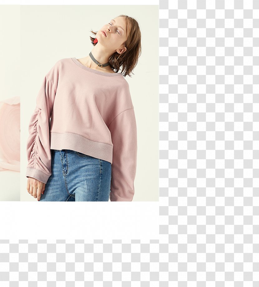 Sweater T-shirt Shoulder Sleeve Outerwear - Pink - 阔腿裤 Transparent PNG