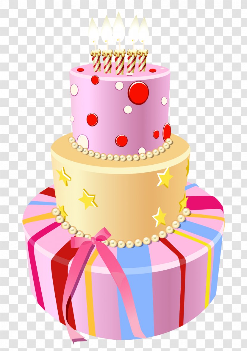 Birthday Cake Layer Cupcake Clip Art - Decorating - PINK CAKE Transparent PNG