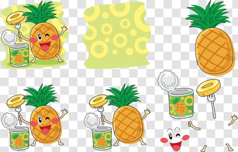 Pineapple Q-version Illustration - Food - Eat Canned Expression Vector Transparent PNG