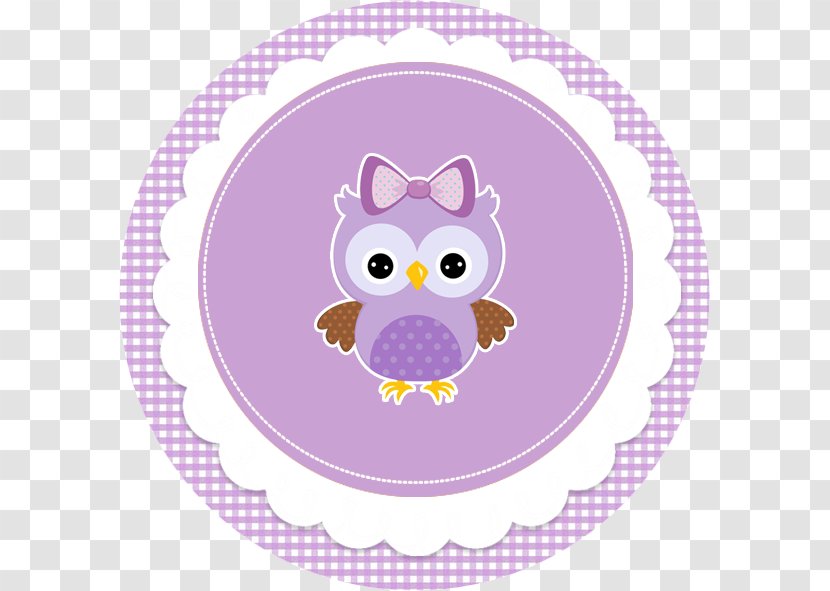 Little Owl Baby Shower Cupcake Label - Lilac Transparent PNG