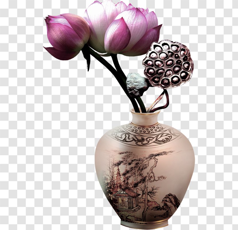 Vase Download - Decorative Arts - Purple Chinese Style Lotus Pattern Transparent PNG