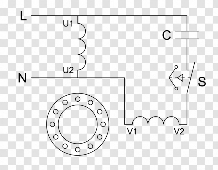 Electric Motor Wiring Diagram Capacitor - White - Condenser Lamp Transparent PNG