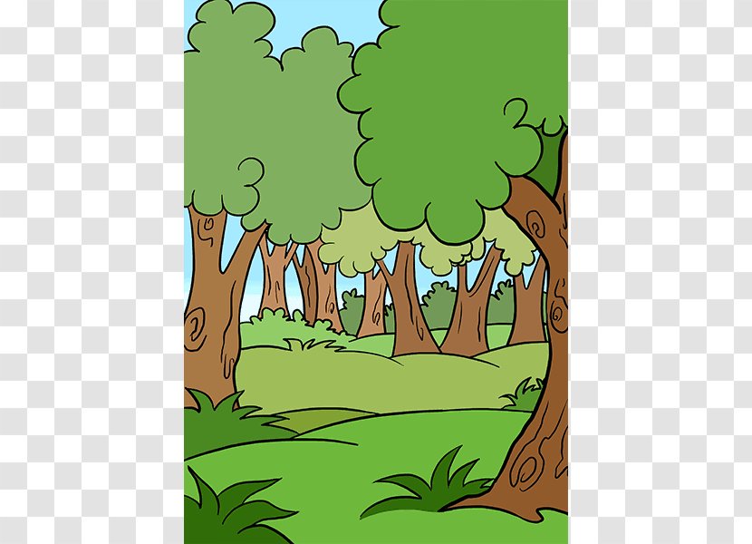 Drawing Cartoon Watercolor Painting Forest - Howto - Tropical Rainforest Transparent PNG