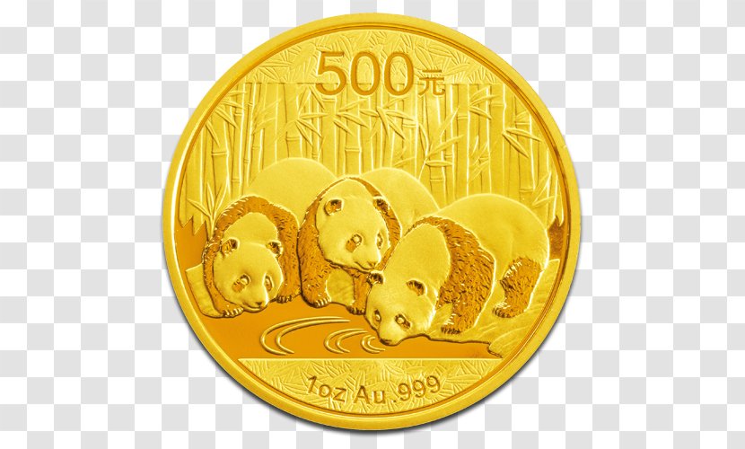 Giant Panda Chinese Gold Coin Bullion - Material Transparent PNG