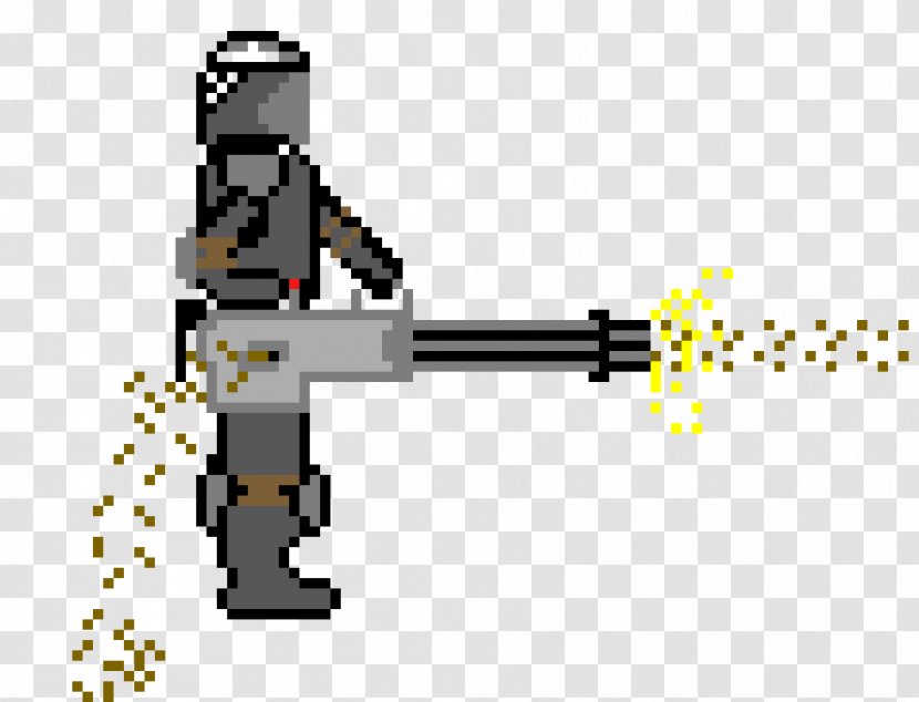 Pixel Art Minigun Weapon Cartoon - Gun Transparent PNG