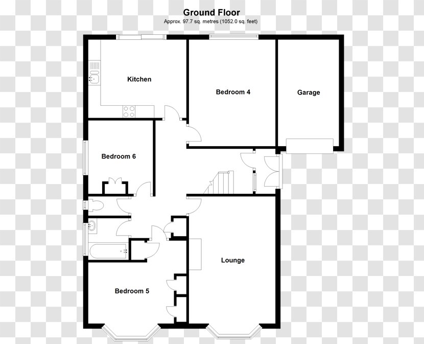 Floor Plan Bungalow Bedroom Living Room - Dining - Rectangle Transparent PNG