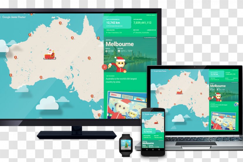 Santa Claus Google Tracker Shopping Play - Screen Transparent PNG