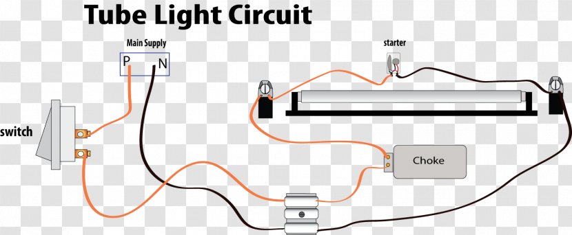 Wiring Diagram Fluorescent Lamp Circuit Choke Electrical Network - Electronic Transparent PNG