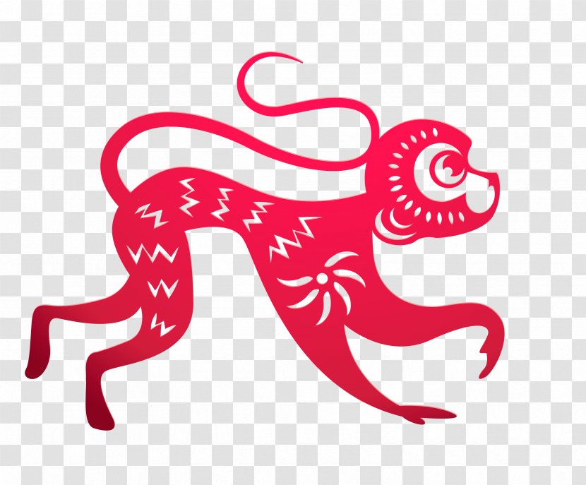 Papercutting Chinese Zodiac Monkey New Year Lunar - Silhouette - Paper-cut Monkeys,Monkey Crawling Transparent PNG