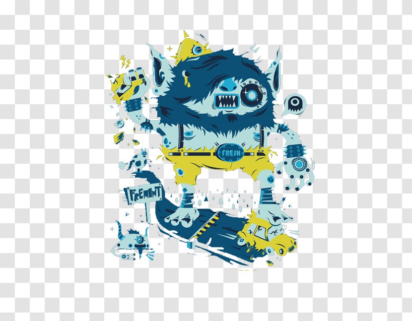 Cartoon Blue Monster Illustration - Digging Transparent PNG