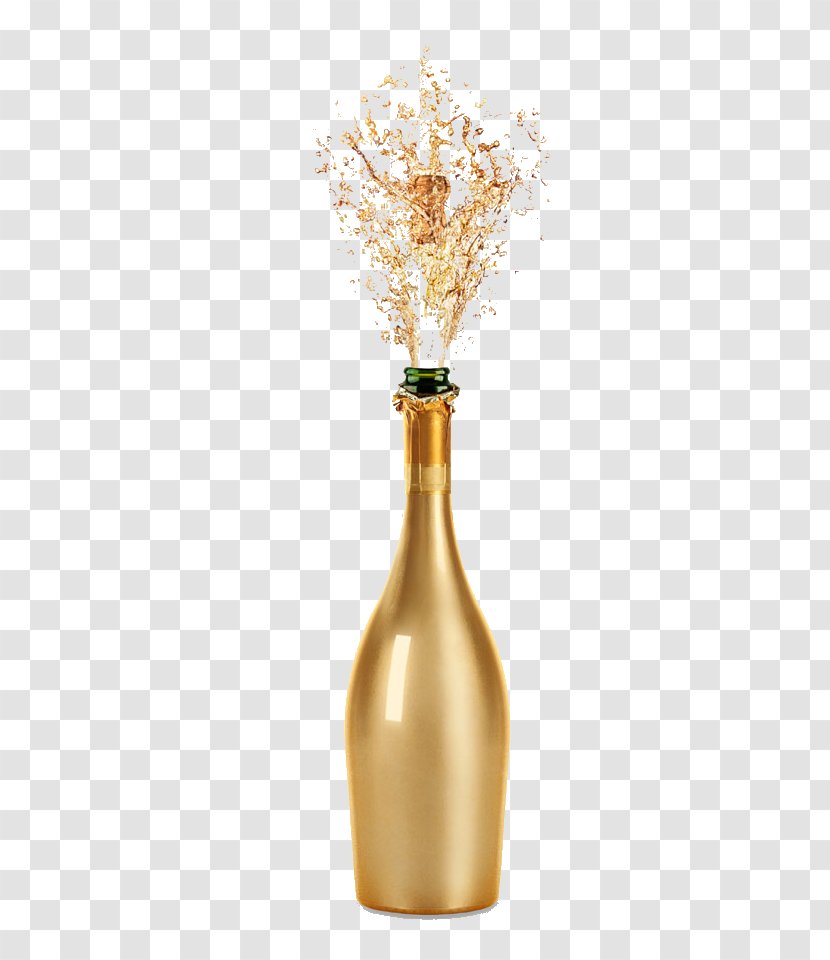 Champagne Wine Glass Fizz - Gold Transparent PNG