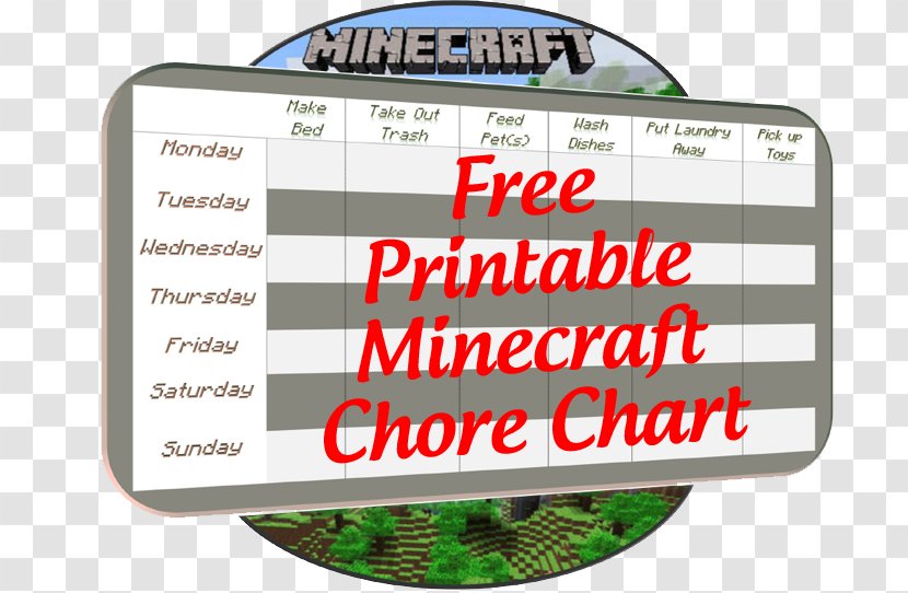 Minecraft Chore Chart Video Game Child - Label Transparent PNG