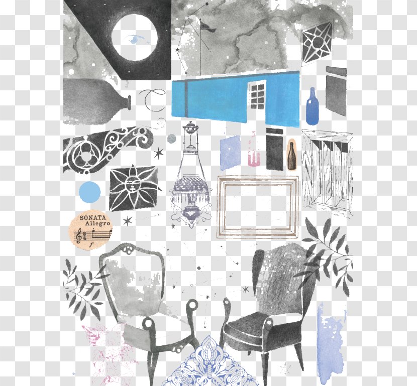 Paper Collage Drawing Art Interior Design Services - Hand-painted Watercolor Vintage Decoration Transparent PNG