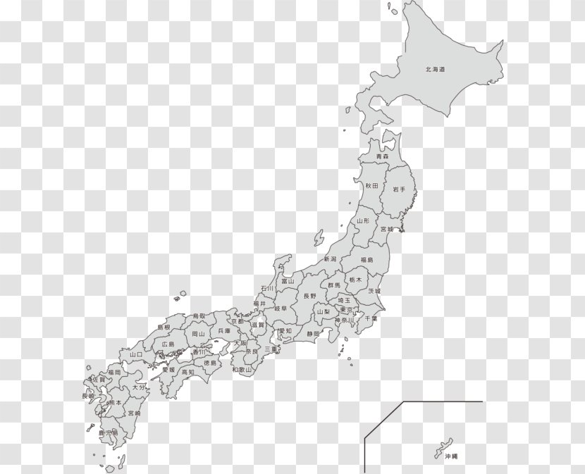 Japan Blank Map Tōkai Region - Line Art Transparent PNG