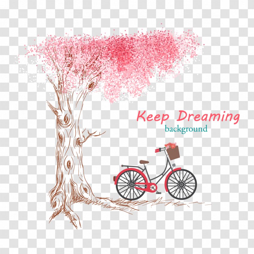 Tree Art - Text - Vector Pink And Bike Transparent PNG