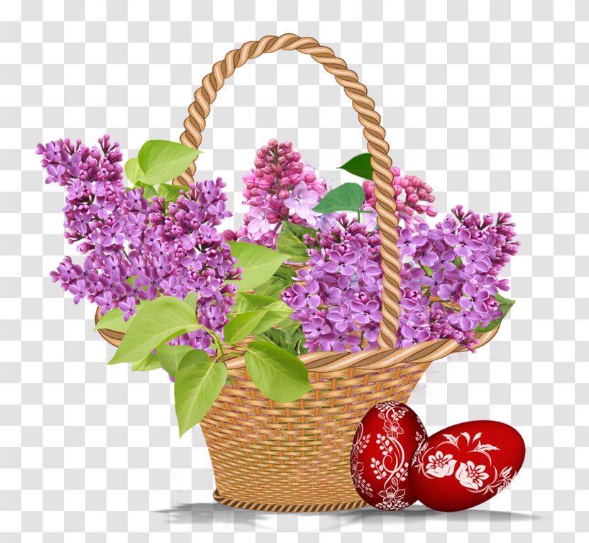 Easter Cut Flowers Holiday Basket - Gift - Lilac Flower Transparent PNG
