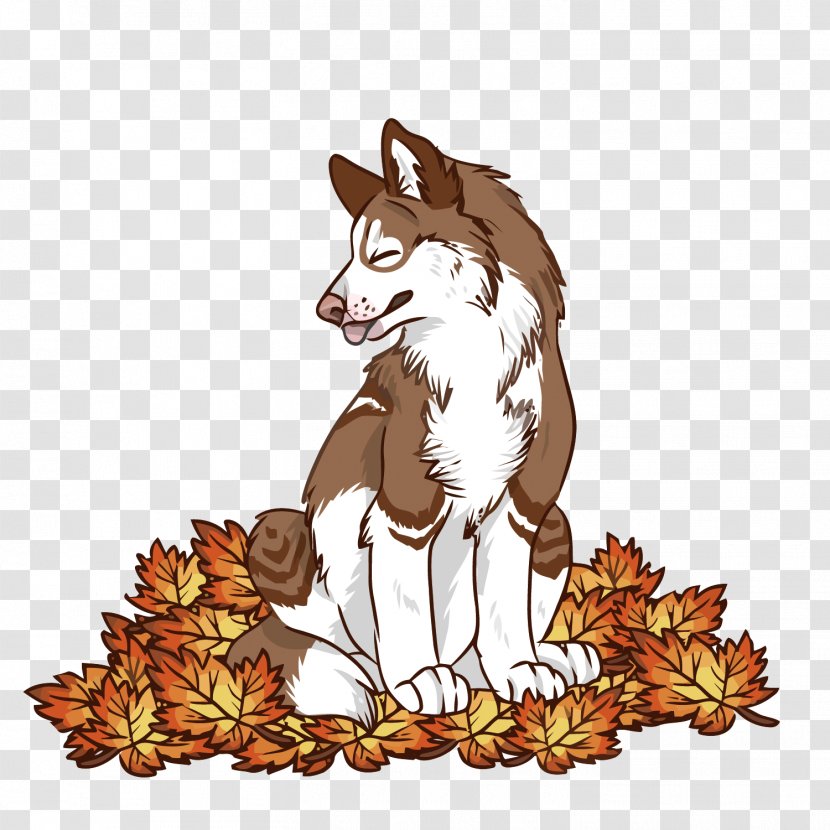 Siberian Husky Red Fox - Vertebrate - Vector Wicked Leaves On The Transparent PNG