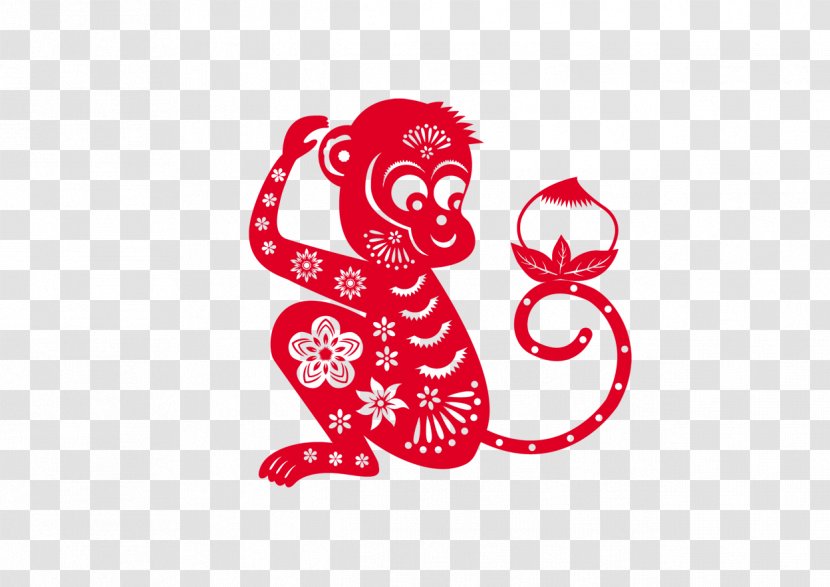 Chinese New Year Monkey Greeting Card Years Day - Frame - Paper-cut Monkeys Transparent PNG