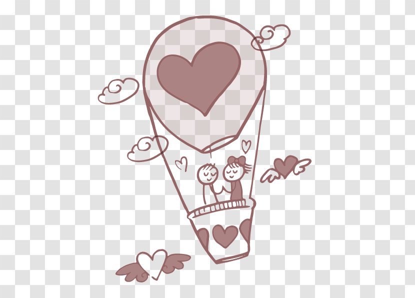 Love T-shirt Gift Illustration - Silhouette - Hot Air Balloon Stick Figure Transparent PNG