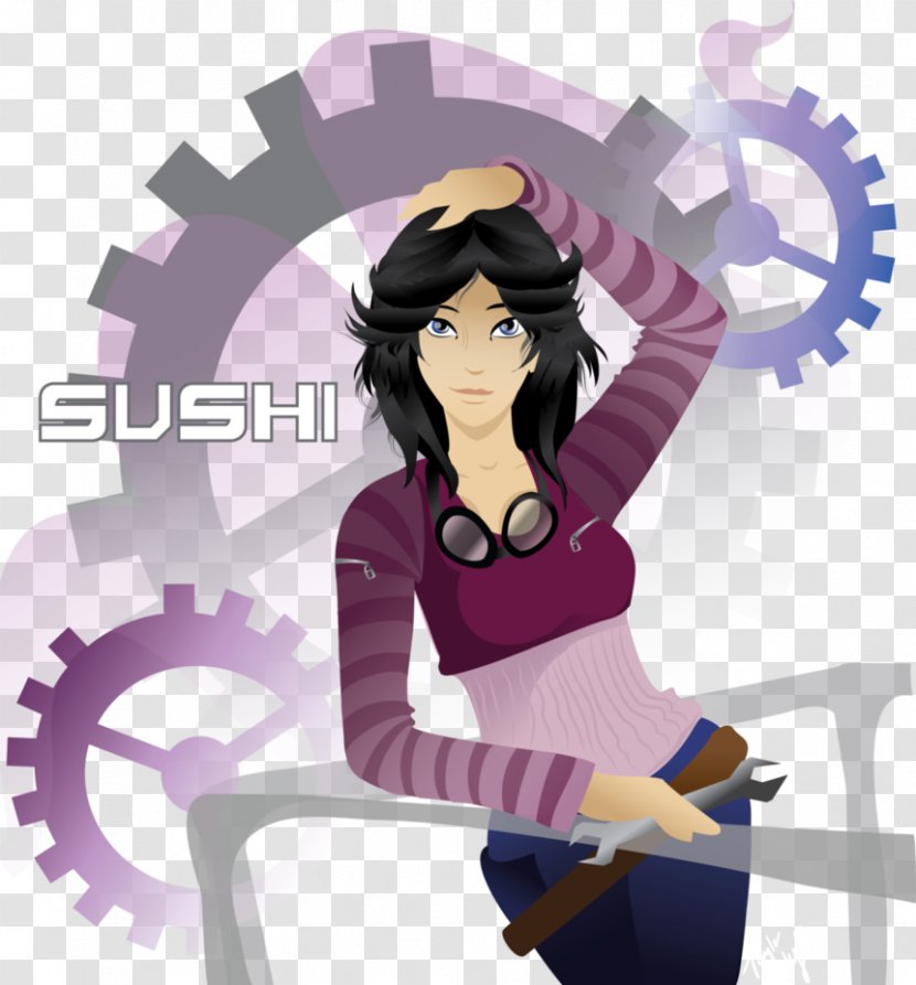 Pink M Cartoon Character RTV - Watercolor - Sushi Posters Transparent PNG