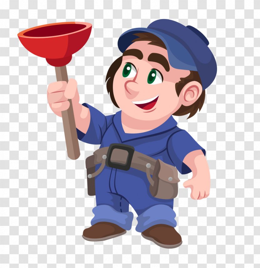 Plumber Download Display Resolution Clip Art - Boy - Hand-drawn Cartoon Chubby Pass Repairman Toilet Transparent PNG