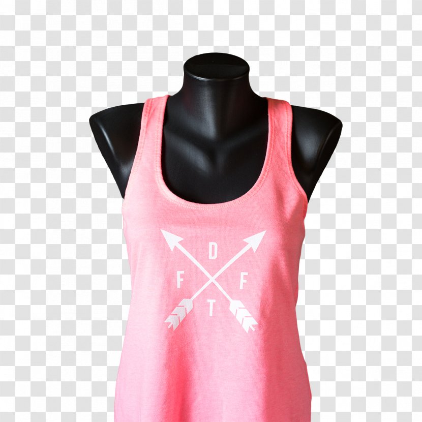 T-shirt Sleeveless Shirt Collar - Silhouette - Pink Cross Transparent PNG