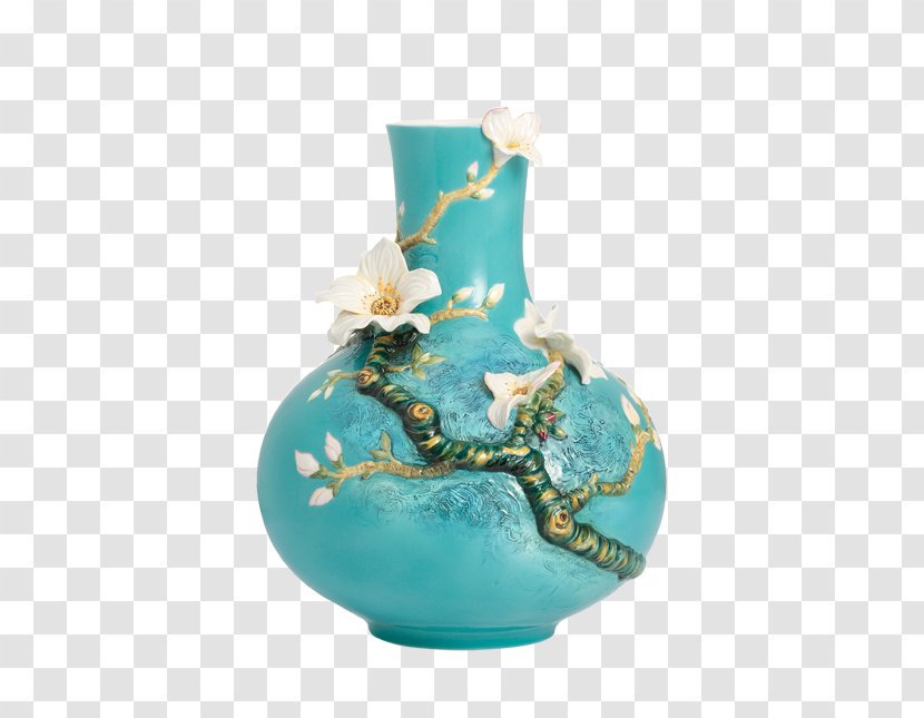 Almond Blossoms Van Gogh Museum Irises Vase Porcelain - Ceramic Transparent PNG