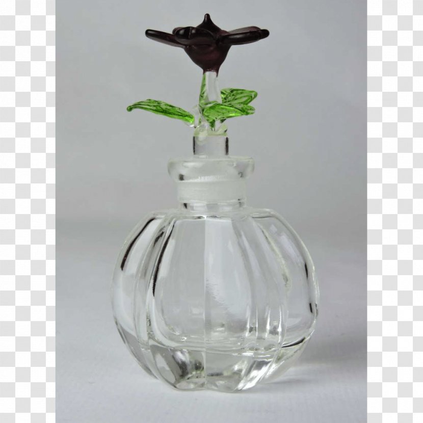 Glass Bottle Vase Perfume Lid - Limoges Porcelain - Floral Transparent PNG