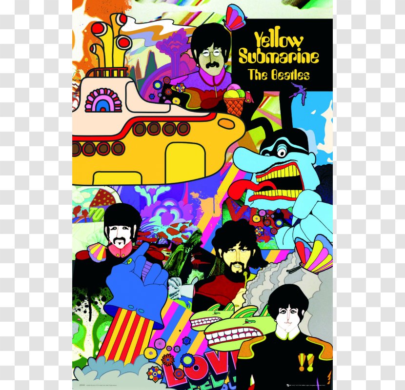 The Beatles Sgt. Pepper's Lonely Hearts Club Band Yellow Submarine Poster Abbey Road - Cartoon Transparent PNG