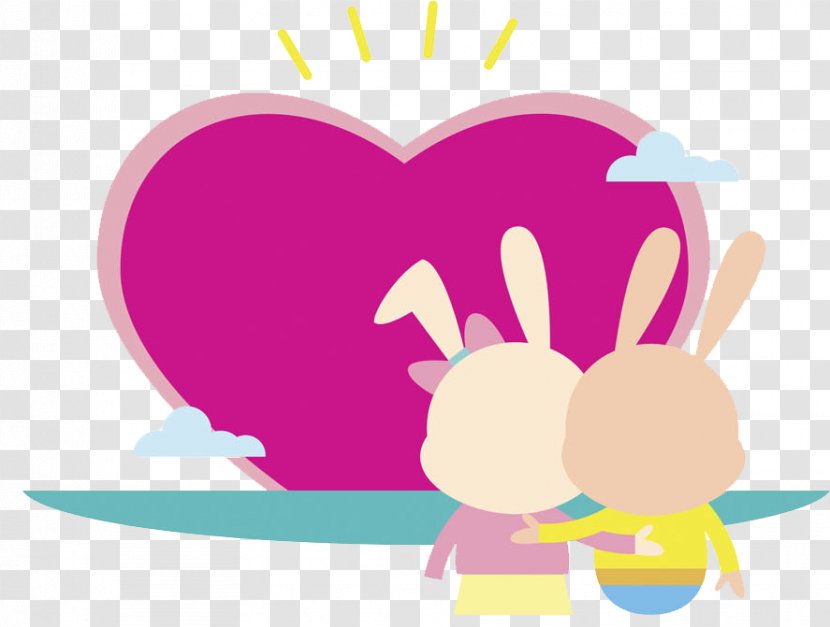 Easter Bunny Rabbit Clip Art - Heart - Background Transparent PNG