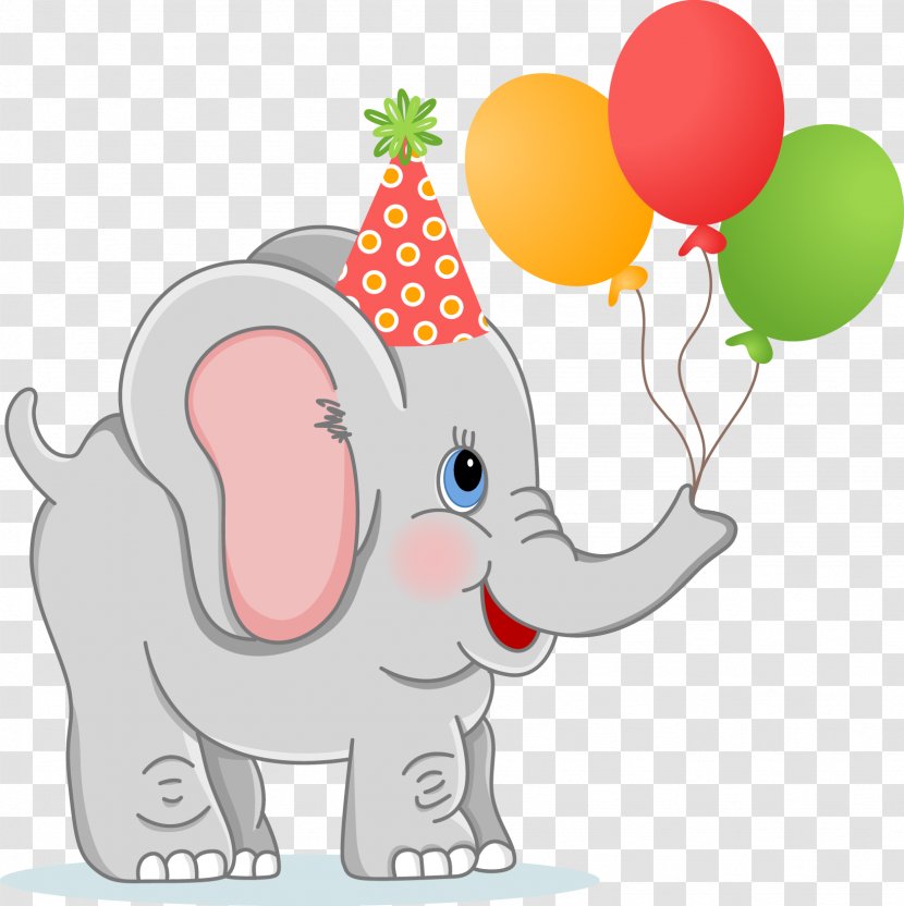 Birthday Elephant Greeting Card Clip Art - Frame - Vector Elephants Transparent PNG
