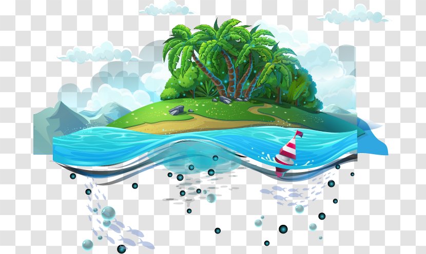 Organism Cartoon Sea - Architecture - Blue On The Island Of Vector Material Transparent PNG