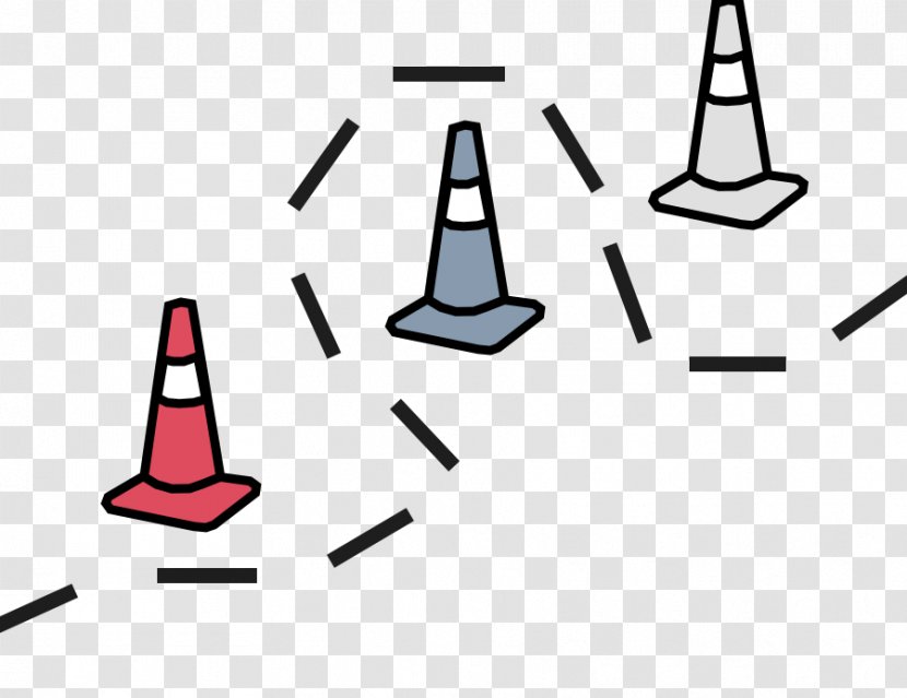 Traffic Cone Obstacle Course Line Area - Black And White Transparent PNG
