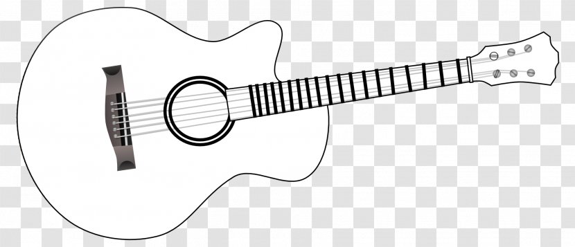 Electric Guitar Black And White Line Art Clip - Plucked String Instruments - Cliparts Transparent PNG