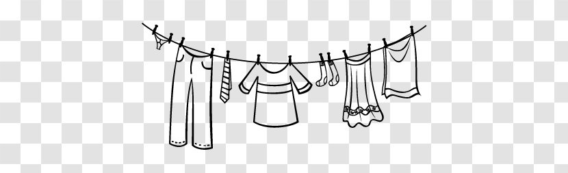 Clothes Line Laundry Coloring Book Clothespin - Recreation - Monochrome Transparent PNG