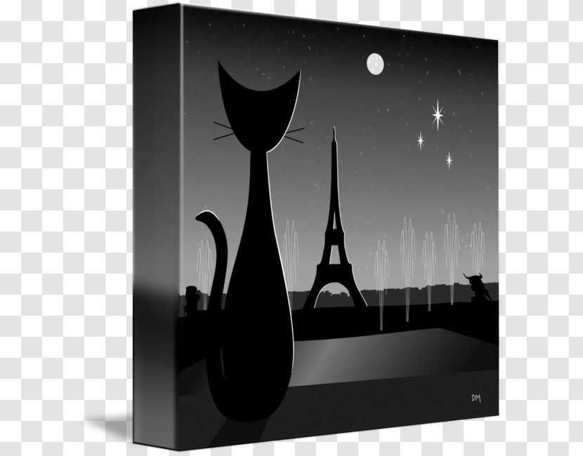 Eiffel Tower Cat Art Canvas - Silhouette Transparent PNG