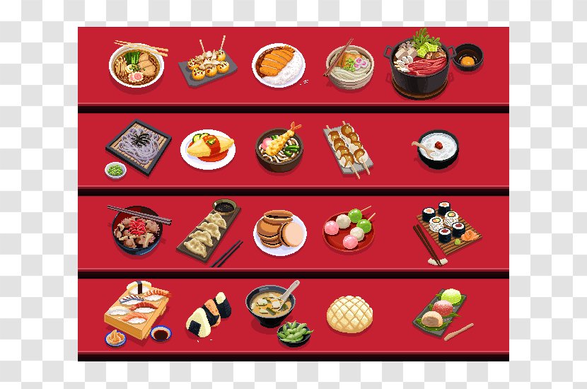 Asian Cuisine Japanese Dish Pixel Art Food Transparent PNG