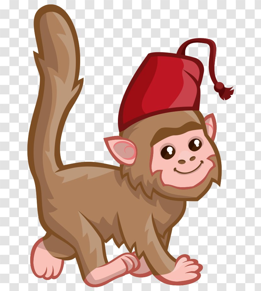 Monkey Drawing Hat Clip Art - Tail - Hand-painted Cartoon Cute Wearing A Transparent PNG