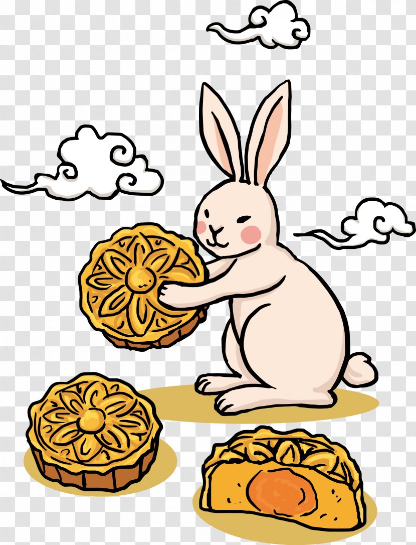 Mooncake Mid-Autumn Festival Chinese New Year - Rabits And Hares - Vector Cartoon Rabbit Moon Cake Transparent PNG