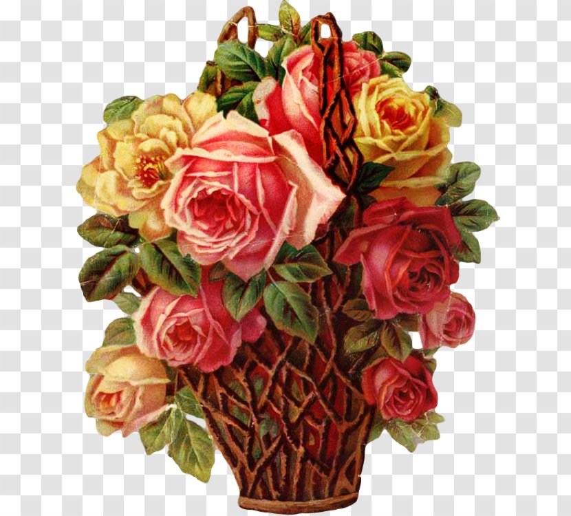 Garden Roses Basket Flower Floral Design - Transparent Transparent PNG