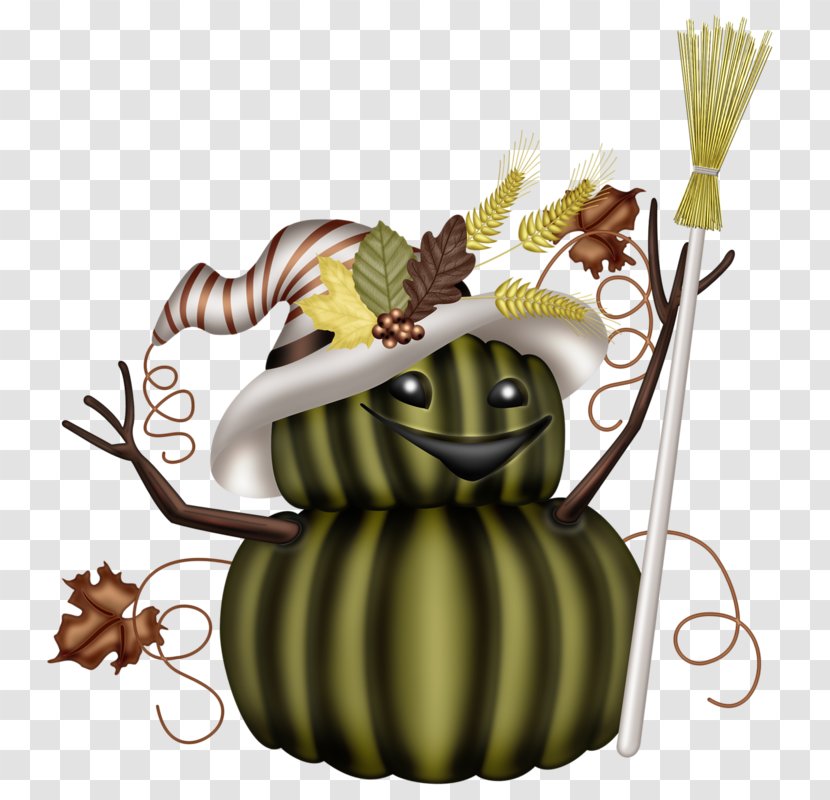 Pumpkin Halloween Jack-o-lantern Computer File - Plant - Cartoon Snowman Wearing A Pointed Hat Transparent PNG