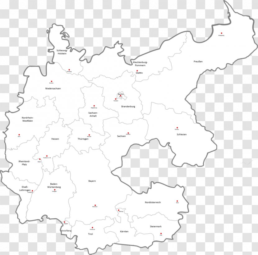 World Map States Of Germany Line Art - Drawing Transparent PNG